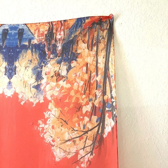 Autumn Red/Orange "Chiffon" Rectangular Scarf/Shawl (42 X 74) - Picture 4 of 14